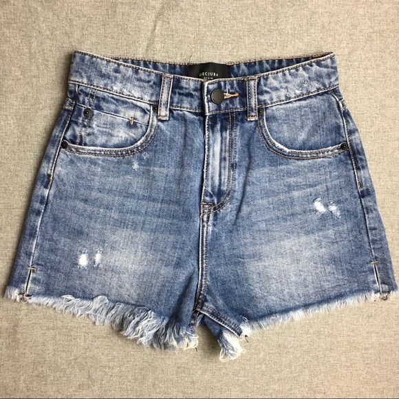 DECJUBA Shorts Decjuba Denim Shorts High Rise Lightly Distressed